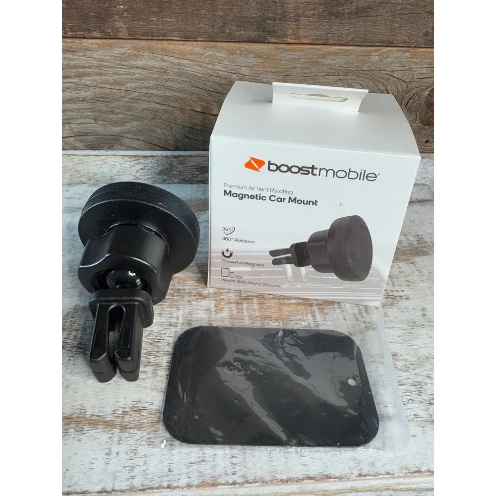 Boost Mobile Magnetic Car Mount Air Vent Rotating Phone Holder NIB MSRP $15
